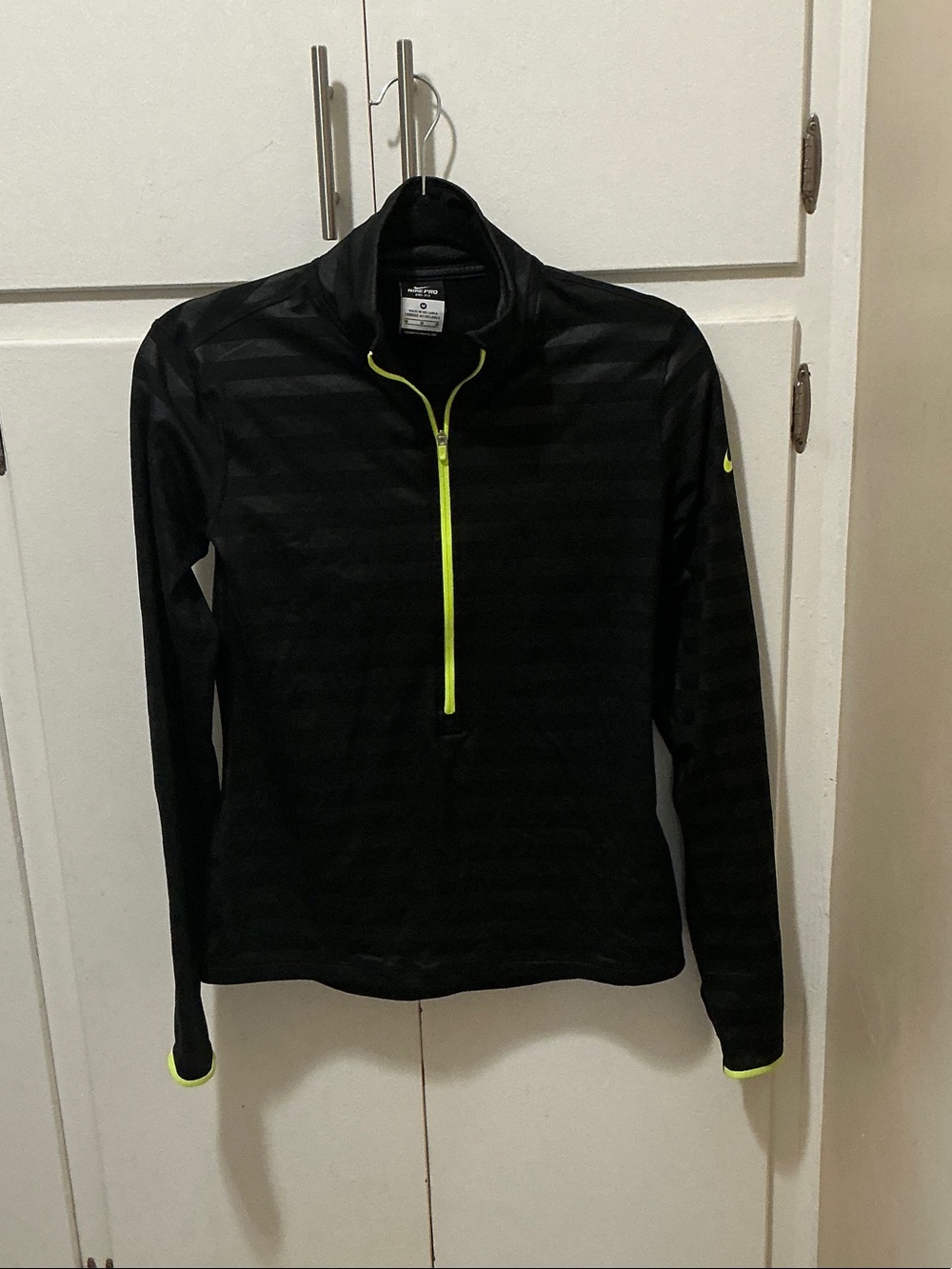 Nike Black Quarter-Zip Top with Neon Yellow Trim